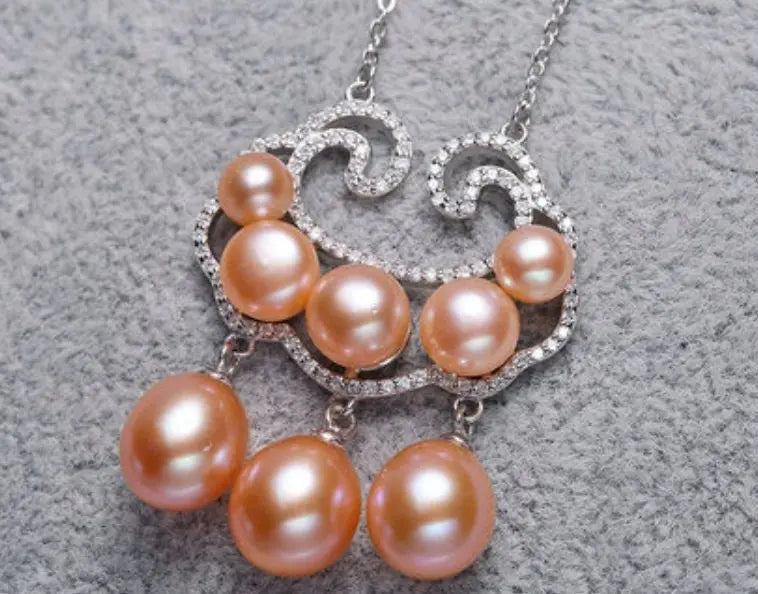 Mystery Symbol Necklace Set with Morandi Colors Pearl & Moissanite Necklace, Silver 925 Handmade Necklace, Purple Pink Morandi Pearl Etsy