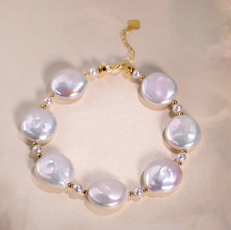 Natural High Luster Baroque Pearl Bracelets, 18k Yellow Gold Bracelets, White Pink Pearl Bracelets, Anniversary Gift Idea for Her Etsy
