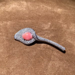 5.37Carat Queen Conch Pearl & White Diamond Brooch, Calla Lily Brooch 18K White Gold Flower Brooch, Strombus Gigas, Flamed Pink Pearl Etsy