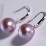5A+ High Luster 10mm White Purple Pearl Earrings, 18K Solid White Gold Handmade Earrings, Anniversary Gift Idea, Edison Pearl Earrings Etsy