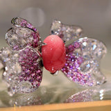 3.50Carat Queen Conch Pearl & Pink Sapphire Pendant 18k Solid White Gold Pendant, Pearls Strombus Gigas Queen Conch Pearl Engagement Pendant Etsy