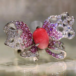 3.50Carat Queen Conch Pearl & Pink Sapphire Brooch, 18k Solid White Gold Brooch, Pearls Strombus Gigas, Queen Conch Pearl Engagement Brooch Etsy