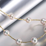 AAA+ Natural Akoya Pearl 9-9.5mm Necklace - 18K Yellow Gold Etsy