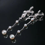 4-8mm Natural High Luster White Pearl Earrings, Handmade S925 Drop Earrings, Tassel Earrings, Gift for Mom, Gift for Her, Anniversary Idea - LaCorserArtJewelry