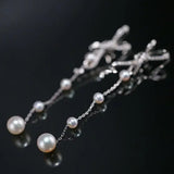 4-8mm Natural High Luster White Pearl Earrings, Handmade S925 Drop Earrings, Tassel Earrings, Gift for Mom, Gift for Her, Anniversary Idea - LaCorserArtJewelry