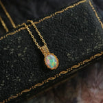 Opal  Diamond Necklace - 18K Yellow Gold October Birthstone Etsy