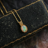 Opal  Diamond Necklace - 18K Yellow Gold October Birthstone Etsy