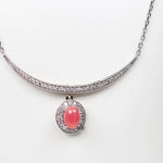 1.65ct Queen Conch Pearl & White Diamond Necklace 18K Solid White Gold Bespoke Necklace (Customize), Strombus Gigas, Flamed Pink Pearl Etsy