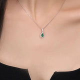 Pear Rose Cut White Diamond & Colombia Emerald PT 950 Necklace, Green Gemstone Jewelry Set, May Birthstone Necklace Etsy
