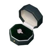Leather Ring Earrings Box Double Solt Octagon - Viridian Green, Octagon Flannel Box - Engagement & Wedding Set Elegant Box Etsy