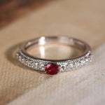 Platinum 950 Natural Ruby & Diamonds, Red Gemstone Ring, Natural Ruby Diamonds Ring, Victorian Retro Style Ring - LaCorserArtJewelry