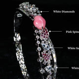 2.2Ct Queen Conch Pearl Bangle & Diamond, Spinel 18K Bangle, 18K Solid White Gold Bangle , Strombus Gigas, Flamed Pink Pearl Etsy