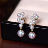 Grape Design Akoya Pearl 18K Gold Earrings Etsy