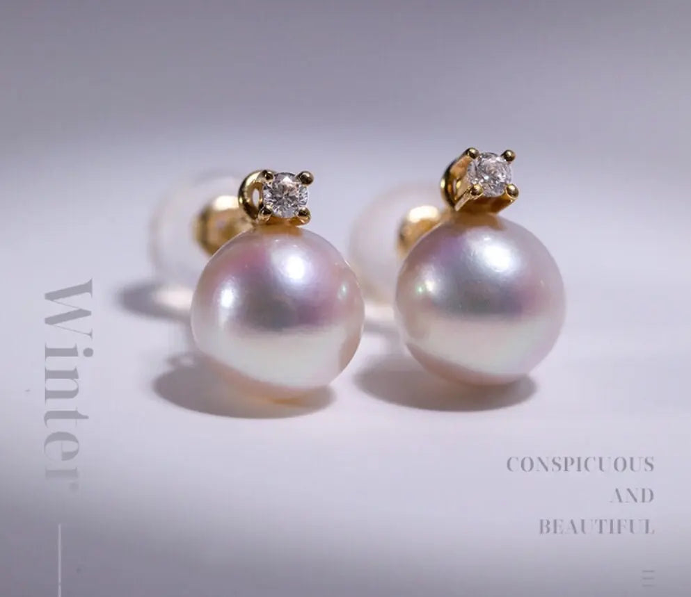 Natural High Luster White Pink Pearl Earrings, Handmade 18k Solid Yellow Gold 2 in 1 Earrings, Anniversary Gift Idea for Her Etsy