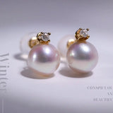 Natural High Luster White Pink Pearl Earrings, Handmade 18k Solid Yellow Gold 2 in 1 Earrings, Anniversary Gift Idea for Her Etsy