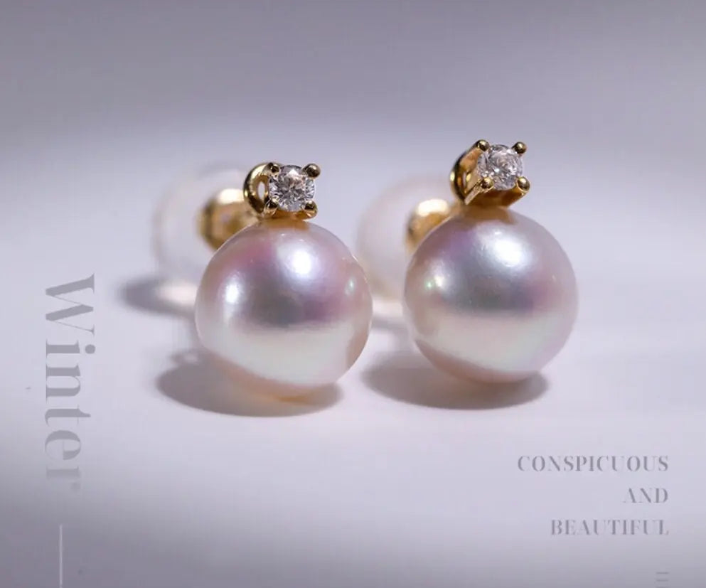 Natural High Luster White Pink Pearl Earrings, Handmade 18k Solid Yellow Gold 2 in 1 Earrings, Anniversary Gift Idea for Her Etsy