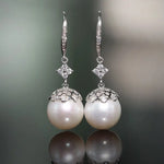 12mm High Luster Freshwater Pearl Drop Earrings - Silver 925 Etsy