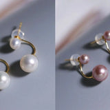 18K Solid Yellow Gold with 5A+ White Purple Pearl Earrings, Handmade Earrings, Anniversary Gift Idea, Edison Pearl Earrings, Gift For Mom Etsy