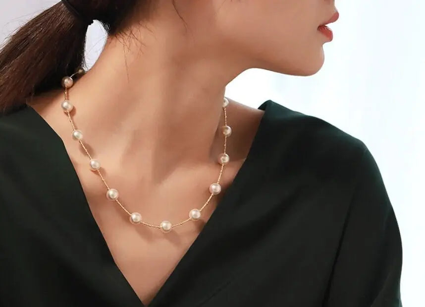 AAA+ Natural Akoya Pearl 9-9.5mm Necklace - 18K Yellow Gold Etsy