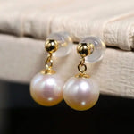 8mm Pearl Drop Earrings - 18K Yellow Gold Etsy