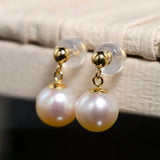 8mm Pearl Drop Earrings - 18K Yellow Gold Etsy