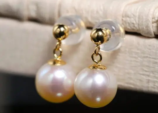 8mm Pearl Drop Earrings - 18K Yellow Gold Etsy