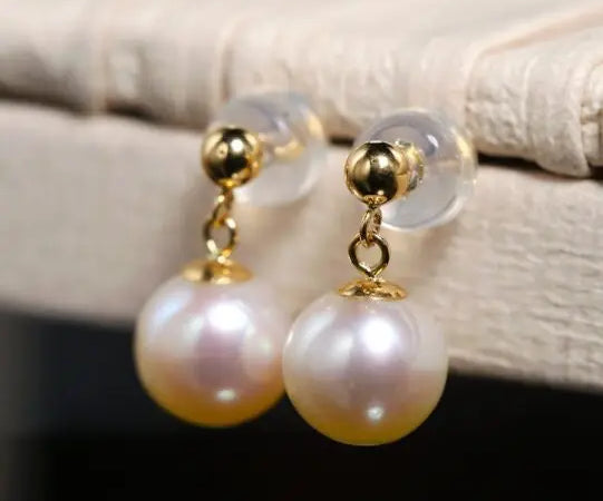 8mm Pearl Drop Earrings - 18K Yellow Gold Etsy
