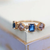 Amethyst  Blue Spinel Stackable Ring - 18K Yellow Gold Etsy