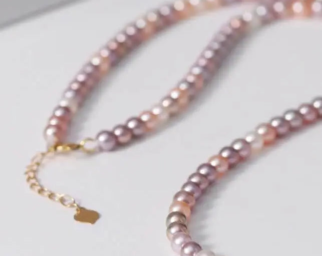 4A+ Natural High Luster Colorful Pearl Chokers, Handmade 18k Solid Yellow Gold Chokers, Purple Baby Pearl Chokers, Gift for Her Etsy