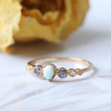Natural Topaz & Larimar Tanzanite Ring Handmade 18K Solid Yellow Gold Ring, Cluster Rings, Anniversary Gift Idea, Retro Jewelry Etsy