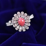 1.41Carat Queen Conch Pearl & White Diamond Ring 18K White Gold Flower Ring, Pearls Strombus Gigas, Engagement Ring Etsy