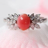 Queen Conch Pearl & White Diamond 18k Solid White Gold Ring (Customize), Strombus Gigas, Flamed Pink, Engagement ring, Customized Jewelry Etsy