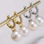 High Luster 12mm White Pearl Earrings Handmade Silver 925 White Pearl Earrings Etsy