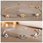 Dainty Panda Carved 18K Solid Gold Diamonds Earring Bracelet, Animal Idea Jewerly Gift Idea - LaCorserArtJewelry