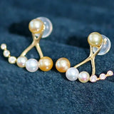 4mm Akoya Golden Baby Pearl & Diamonds Earrings - 18K Gold Etsy