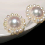 3-9mm Natural High Luster White Pearl 925 Silver White Pearl Beaded Flower Earrings, Cluster Earrings, Anniversary Gift Idea, Gift for Mom Etsy