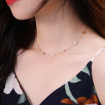 5A+ High Luster White Pearl & Tourmaline Handmade 18k Yellow Gold Beaded Pearl Necklace, Freshwater Pearl Choker, Baby Pearl, Beaded Choker - LaCorserArtJewelry