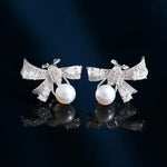 7-8mm Natural High Luster White Pink Pearl 925 Silver White Pearl Earrings, Butterfly Earrings, Cluster Earrings, Anniversary Gift Idea Etsy