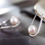 9-10mm Natural High Luster White Pink Pearl Hoop Earrings 925 Silver Earrings, Anniversary Gift Idea, Gift for Mom Etsy