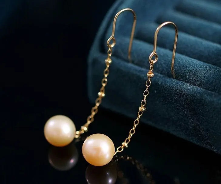 9mm High Luster Pearl Nude Color 18K Gold Filled Earrings Etsy