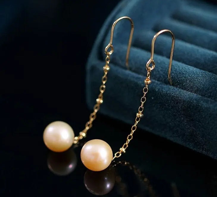 9mm High Luster Pearl Nude Color 18K Gold Filled Earrings Etsy