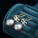 11-12mm Natural High Luster Pink Purple Pearl Earrings 18k Solid Yellow Gold Pearl Earrings, Pink Pearl Earrings, Gift Idea, Gift for Mom Etsy