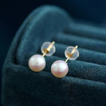 5A+ Natural High Luster White Pink Pearl 18K Earrings, 18k Solid Yellow Gold Akoya Pearl Stud Earrings, Anniversary Gift Idea Etsy