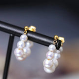 3-7mm Natural High Luster White Pink Pearl Hollow out Earrings 18k Solid Yellow Gold Freshwater Bead Pearl Earrings, Anniversary Gift Idea Etsy