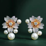 High Luster Akoya Pearl Earrings - Silver 925 Sakura Flower Design Etsy