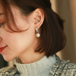 11mm Natural White Pearls & Mother of Pearl Earrings, 18k Gold Plated Vermeil Circle Earrings - LaCorserArtJewelry