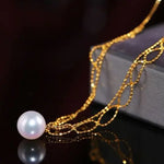 18K Yellow Gold 9mm Natural Akoya Pearl Lace Necklace, White Pink Pearl Lace Necklace, Gift for Her, Hollow Out Design Necklace, Gift Idea Etsy