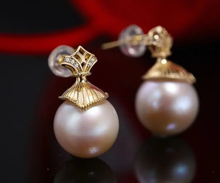 5A+ High Luster 12mm Purple Pink Pearl Earrings, 18k Gold Plated Vermeil White Pearl Earrings, Gift Idea, Edison Pearl Earrings Etsy
