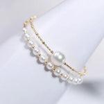 4.5-10mm Natural High Luster White Pearl Handmade 18k  Yellow Gold Beaded Pearl Bracelets, Rose Pink Pearl Bracelets, Gift Idea Etsy