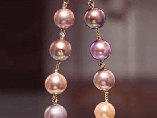 10-12mm Natural Colorful High Luster Pearl Handmade 14k Yellow Gold Beaded Pearl Bracelets, Rose Pink Pearl Bracelets, Vanilla Color Pearl Etsy